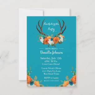 Floral Antlers Bachelorette Party Invitation