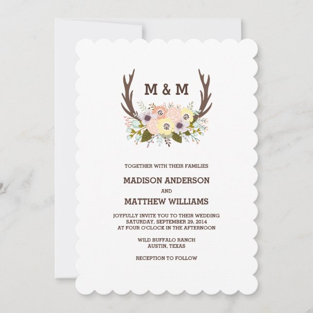 Floral Antlers | Einladung zur Hochzeit (Vorderseite)