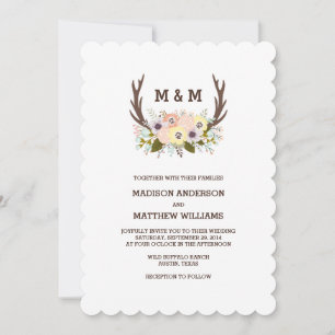 Floral Antlers Einladung zur Hochzeit