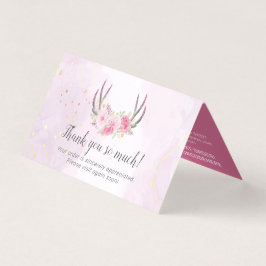 Floral Antlers Pink Gold Marmor Danke Karte