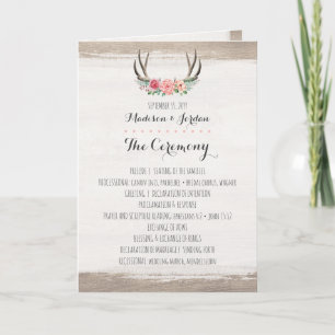 Floral Antlers Programme de mariage rustique Calen