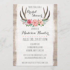 Floral Antlers Rustic Wedding Brautparty Custom Einladung