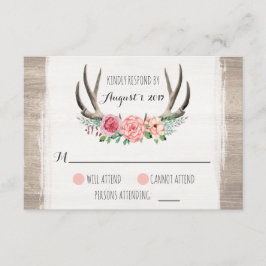 Floral Antlers Rustikale Hochzeit Personalisierte  RSVP Karte