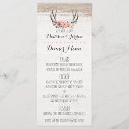 Floral Antlers Rustikales Menü für Hochzeiten nach Menükarte