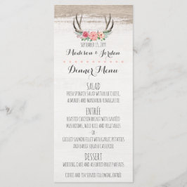 Floral Antlers Rustikales Menü für Hochzeiten nach Menükarte