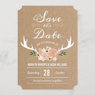 Floral Antlers Save the Date