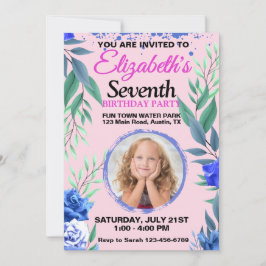 Floral Any Age Birthday Einladung