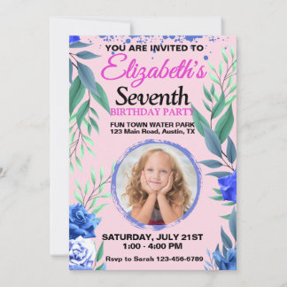 Floral Any Age Birthday Einladung