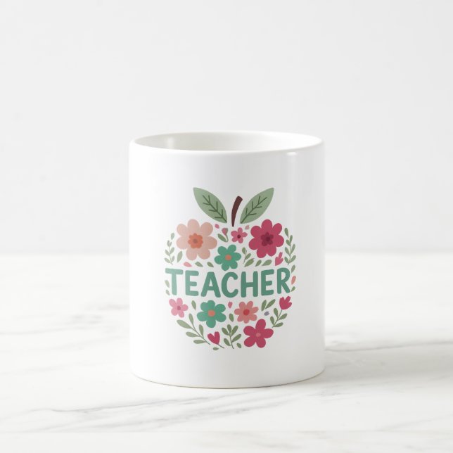 Floral Apple Lehrer Wertschätzung Kaffeetasse (Mittel)