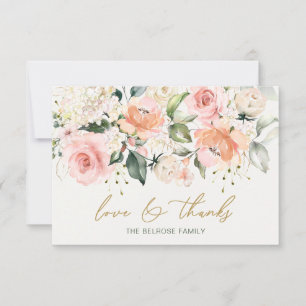 Floral Apricot Pink Roses Baby Dusche Vielen Dank Dankeskarte