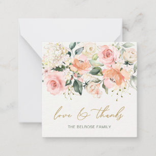Floral Apricot Pink Roses Baby Dusche Vielen Dank  Mitteilungskarte