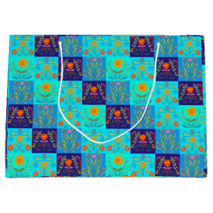 Floral Aqua Green Türkis Blau Paisly Weihnachten Große Geschenktüte