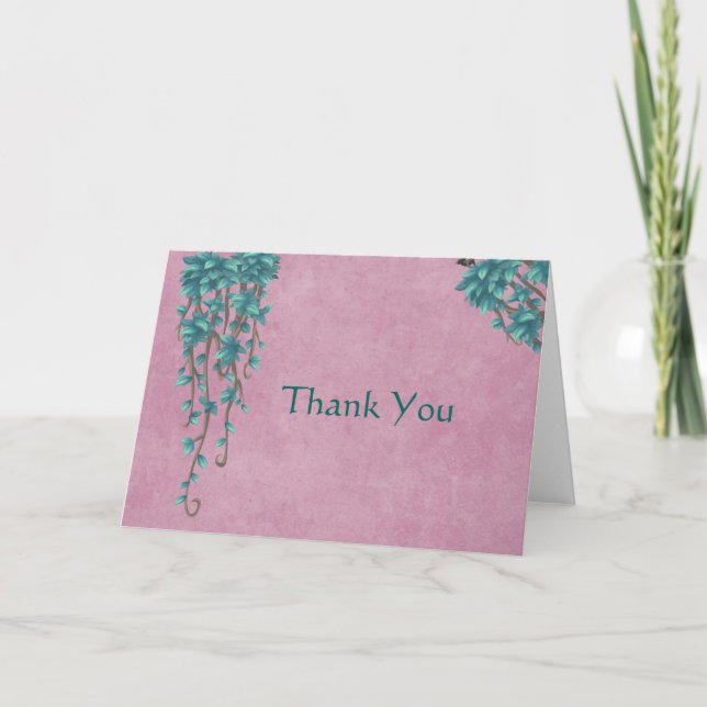 Floral Aquamarine einfache Dekoration Vielen Dank Dankeskarte (Vorderseite)