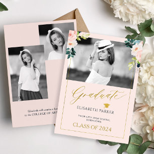 Floral Aquarell Elegantes Foto Abschluss Ankündigung