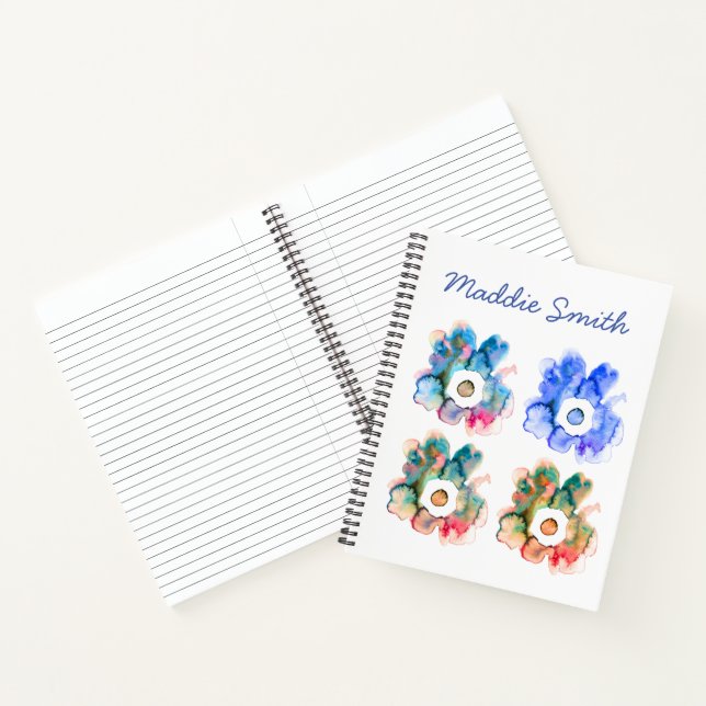 Floral Aquarell handgezeichnetes abstraktes Kunsth Notizbuch (Innenseite)