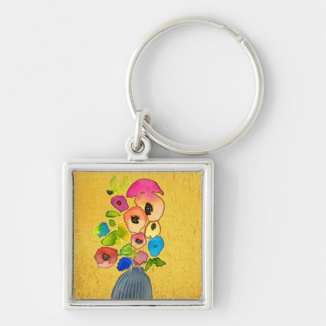 Floral Aquarell Moderne Blume Kunst Schlüsselanhänger (Vorne)