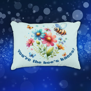 Floral-Aquarell-Monogramm Sie sind die Knie der Bi Dekokissen