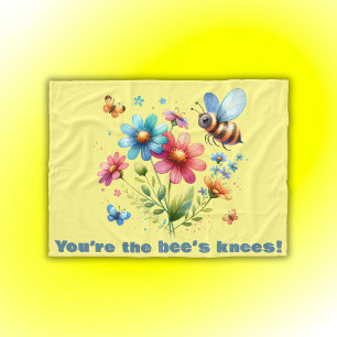 Floral-Aquarell-Monogramm Sie sind die Knie der Bi Fleecedecke