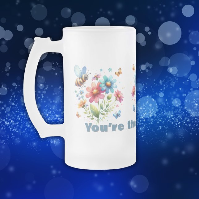 Floral-Aquarell-Monogramm Sie sind die Knie der Bi Mattglas Bierglas (Von Creator hochgeladen)