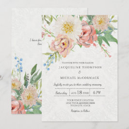 Floral Aquarell Pastellfarben Rosa Spitzen Elegant Einladung