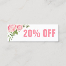 Floral Aquarell Trendrosa Rosa Discount-Karte Mini Visitenkarte