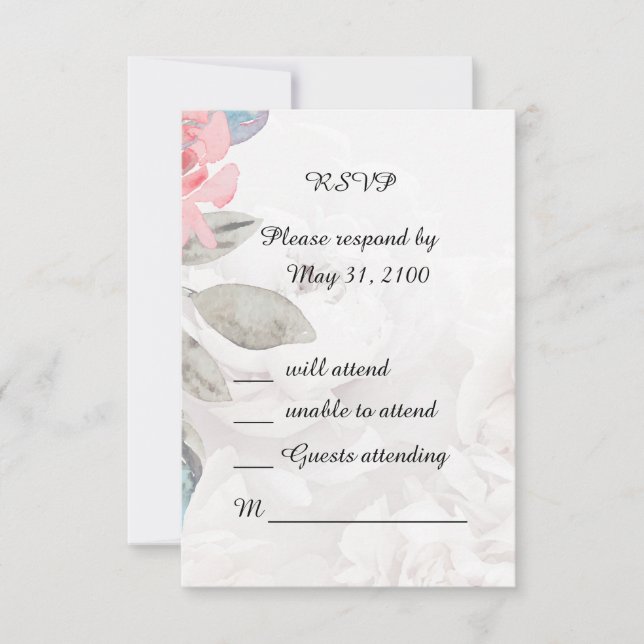 Floral aquarelle rose mariage RSVP Carte de répons (Devant)