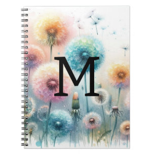 Floral Aquarellfarben monogramm rosa blaue Lüster Notizblock