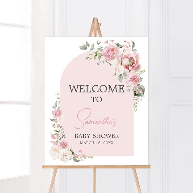 Floral Arch Baby in Bloom Baby Dusche Willkommen Poster (Baby in Bloom Floral Arch Baby Shower Welcome Sign
)