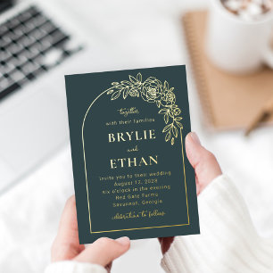 Floral Arch FOIL Photo Faire-part de mariage