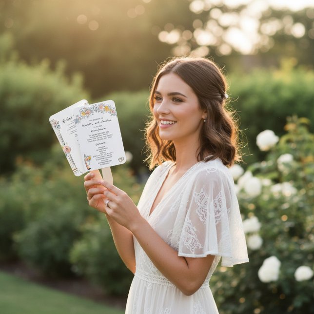 Floral Arch Wedding Ceremony Program Fan Fächer (Von Creator hochgeladen)