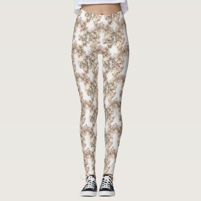 Floral Arches Pattern – Graceful Curved Botanical  Leggings (Vorderseite)