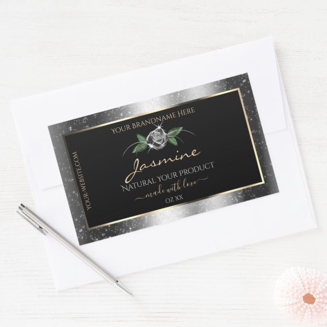 Floral Argent Noir produit Étiquettes Éperche Part (Enveloppe)