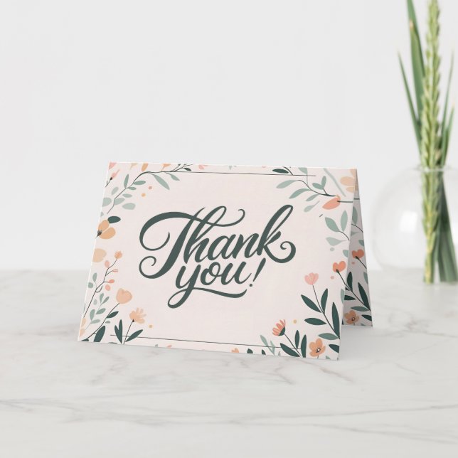 Floral Art Deco Retro Hochzeit Danke Karte (Vorderseite)