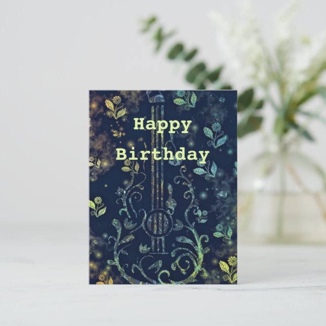 Floral Art Guitare Carte Anniversaire (Debout devant)