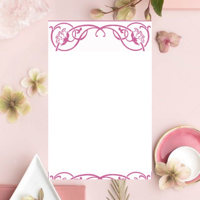 Floral Art Nouveau Border Customizable Briefpapier (Von Creator hochgeladen)