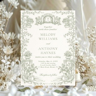 Floral Art Nouveau inspirierte Hochzeitsstationery Einladung