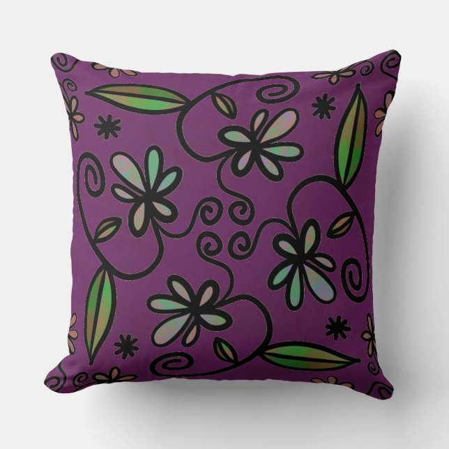 Floral Art on Purple Kissen (Vorderseite)