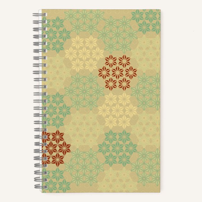 Floral (Asanoha) Muster Golden Notizbuch (Vorderseite)