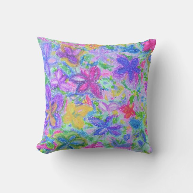 Floral assez en pastel extérieur de coussin de (Recto)