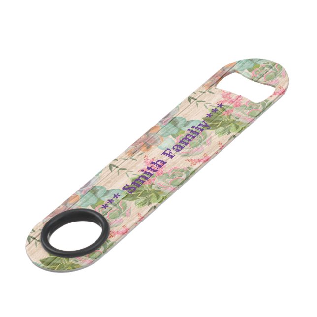Floral auf Holz anpassen Popularität Speed Flaschenöffner (Vorderseite Schrägansicht)