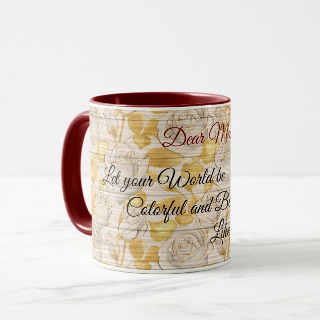 Floral auf Holz Populäre Anpassung von Text Tasse (Vorderseite Links)