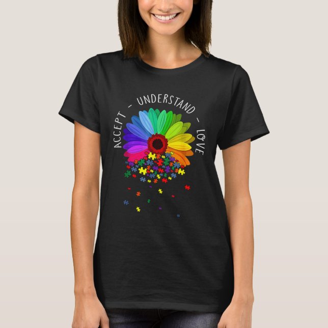 Floral Autismus Bewusstsein Daisy Blume Autismus M T-Shirt (Vorderseite)