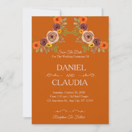 Floral Autumn Burnt Orange Wedding Invitation Einladung
