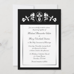 Floral avec croix - Mariage orthodoxe Invitations