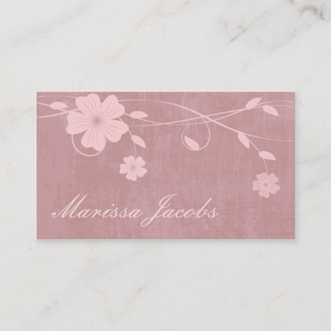 Floral avec le carte de visite grunge de pêche (Devant)