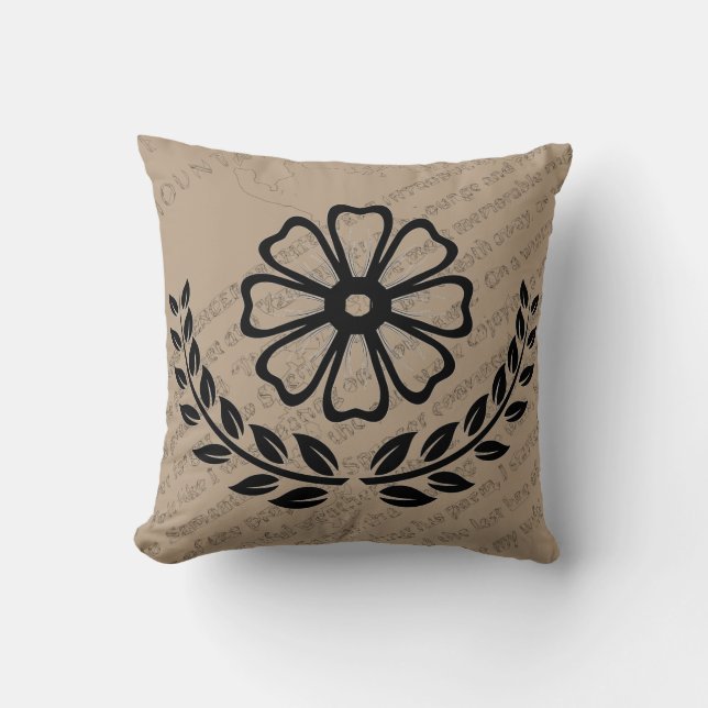 Floral avec texte - Coussin en polyester 16" x 16" (Recto)