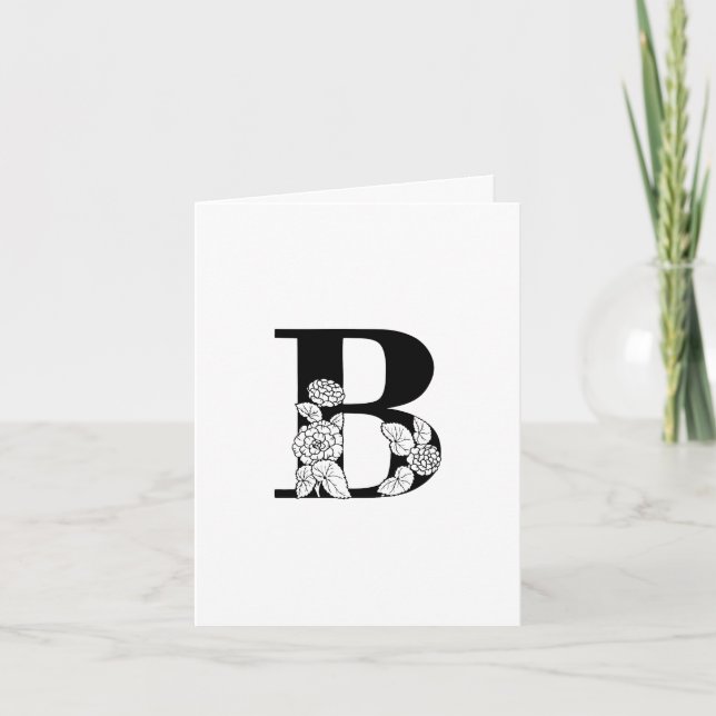 Floral-B-Monogramm auf weiß (Vorderseite)