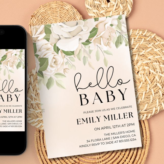 Floral Baby Brunch einladen, Grüne Baby Dusche Einladung (Von Creator hochgeladen)