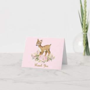 Floral Baby Deer Baby shower Merci Note