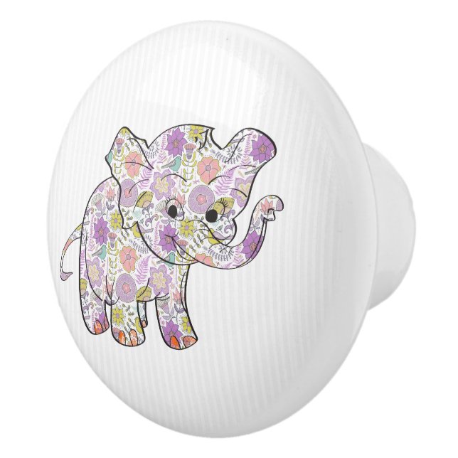 Floral Baby Elephant Keramikknauf (Rechts)